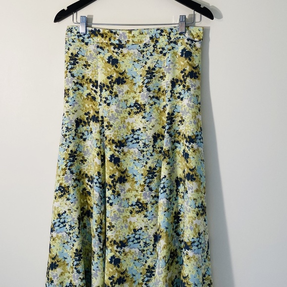 Dresses & Skirts - Chartreuse green and lilac floral flared skirt